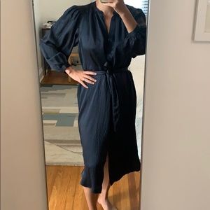 Rebecca Taylor navy textured poly dress small